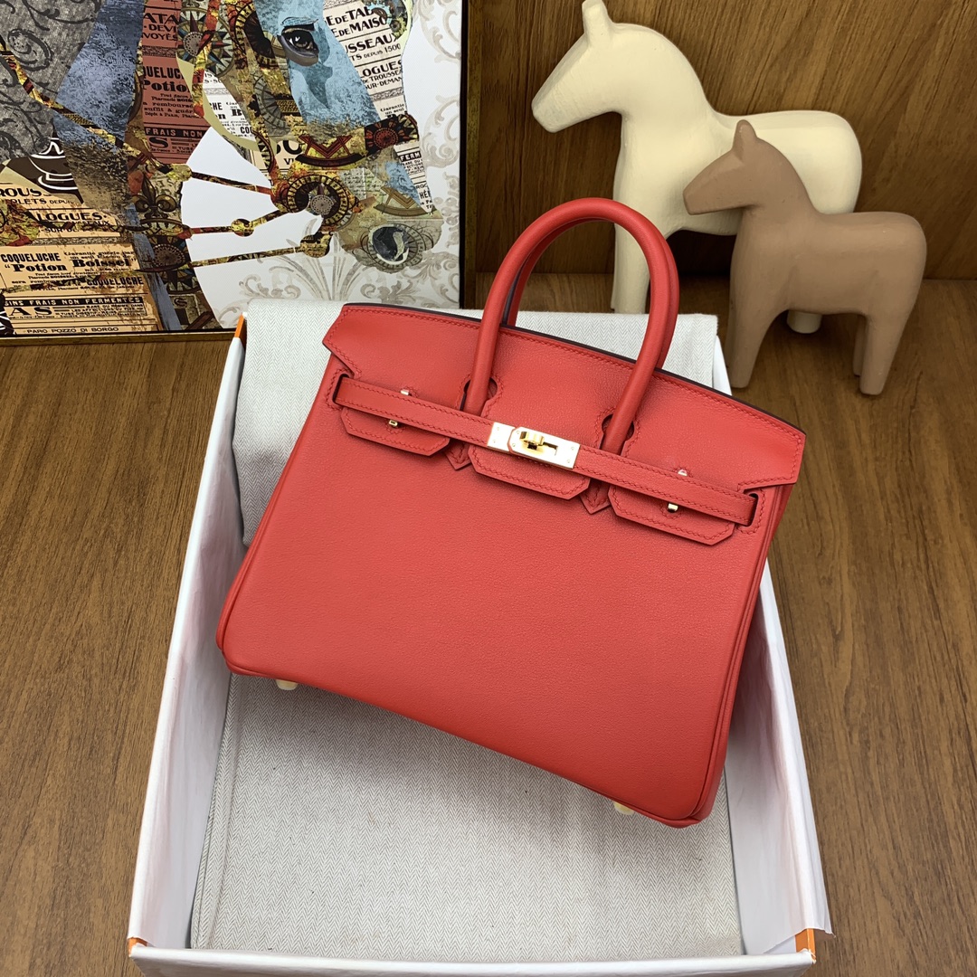 Hermes Birkin 25CM Swift Leather Handbag Red